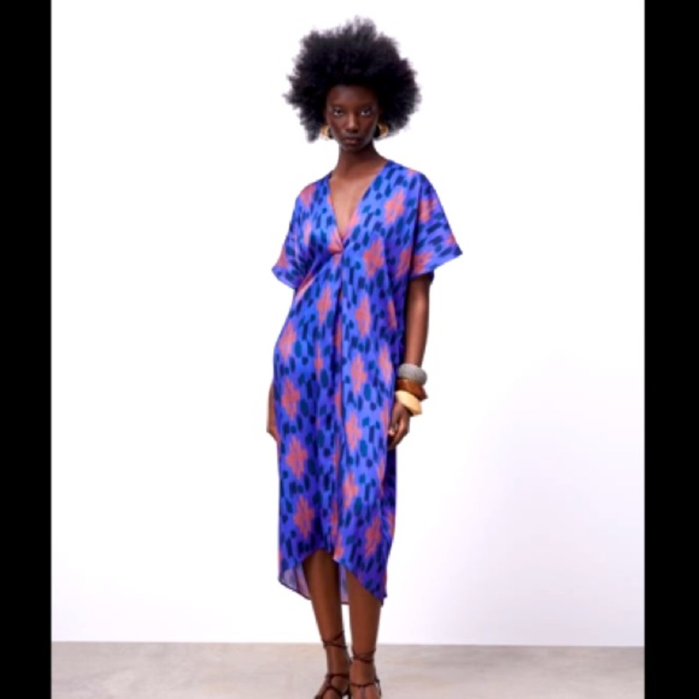 Zara NWT caftan dress ikat print small
